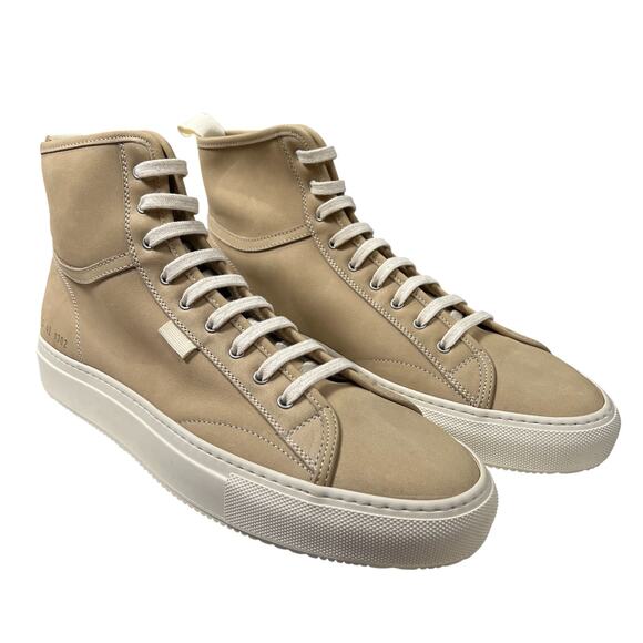NEW Common Projects Tournament High Top Sneakers Nubuck Tan Shoes 5180 42 ITALY - Picture 2 of 13